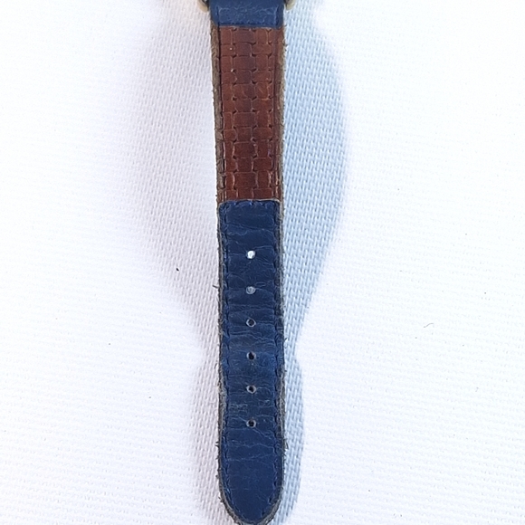 Vintage Arctic Sapphire Bezel Watch Gold Tone MOP Dial Leather Band Women’s - Picture 4 of 11